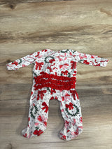 Caden Lane Bow What Fun Ruffle Zipper Footie White sz Newborn