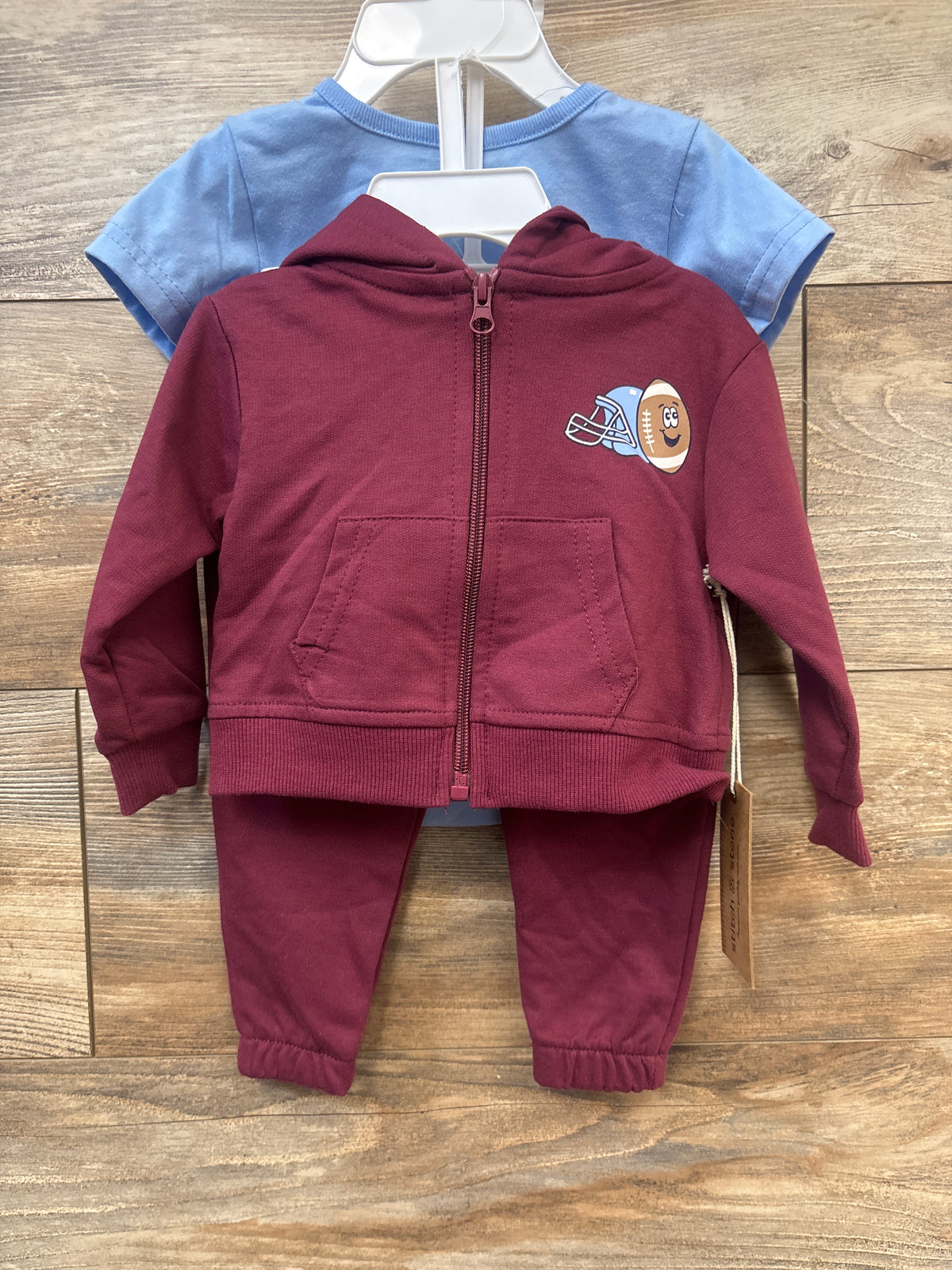 NEW Stitch + Stone 3pc Mom's VIP All-Star Zip Sweatshirt, Joggers, & Bodysuit Maroon sz 6m