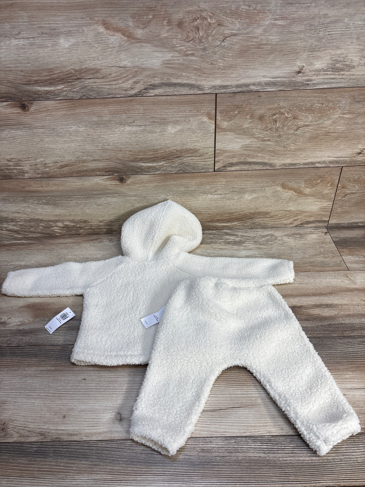 NEW Old Navy Sherpa Hoodie & Pants Set Cream/Dog sz 6-12m