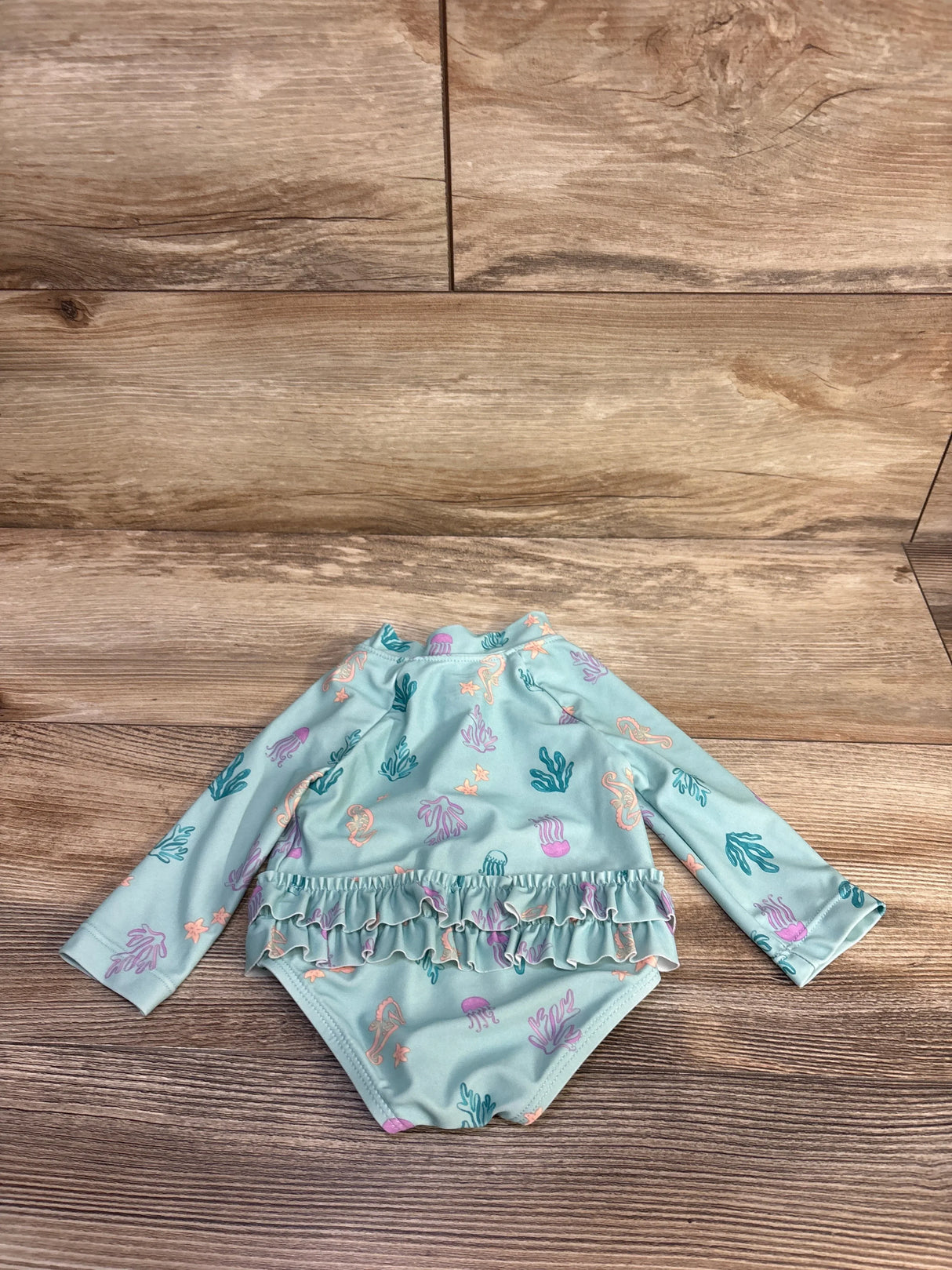 Carter's Long Sleeve 1pc Rash Guard Swimsuit Green sz 3m