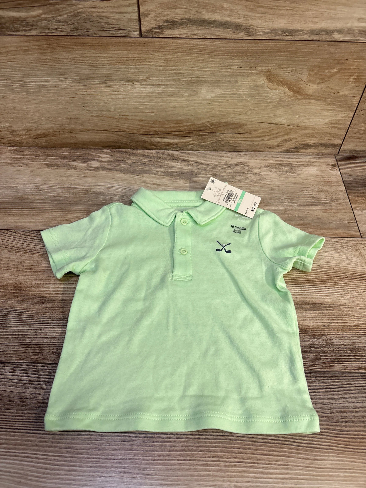 NEW First Impressions Polo Shirt Lime Green sz 18m