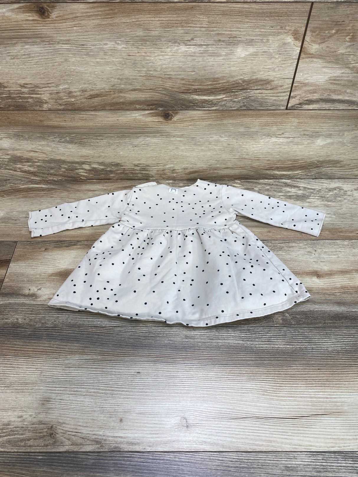 Bean's Barcelona Long Sleeve Beige Polka Dot Dress sz 6-12m