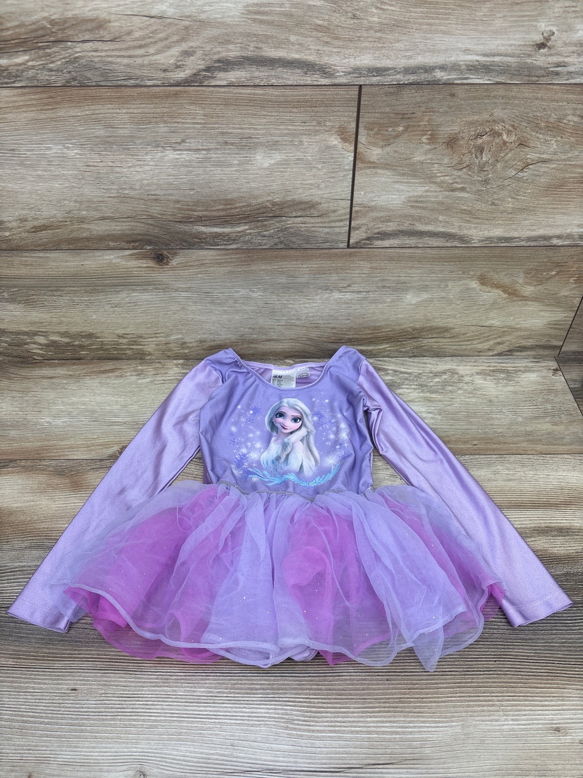 H&M x Disney Frozen Long Sleeve Bodysuit Dress Purple sz 5/6T