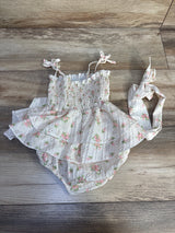 Partclots 2pc Sleeveless Ruffle Skirted Romper & Headband Set Ivory sz 6-9m