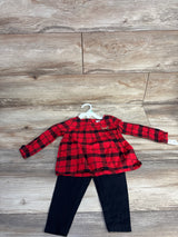 NEW Carter's 2pc Plaid Peplum Top & Leggings Set Red sz 18m