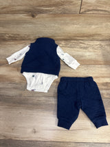 Carter's 3pc Quilted Vest Set Navy sz Newborn