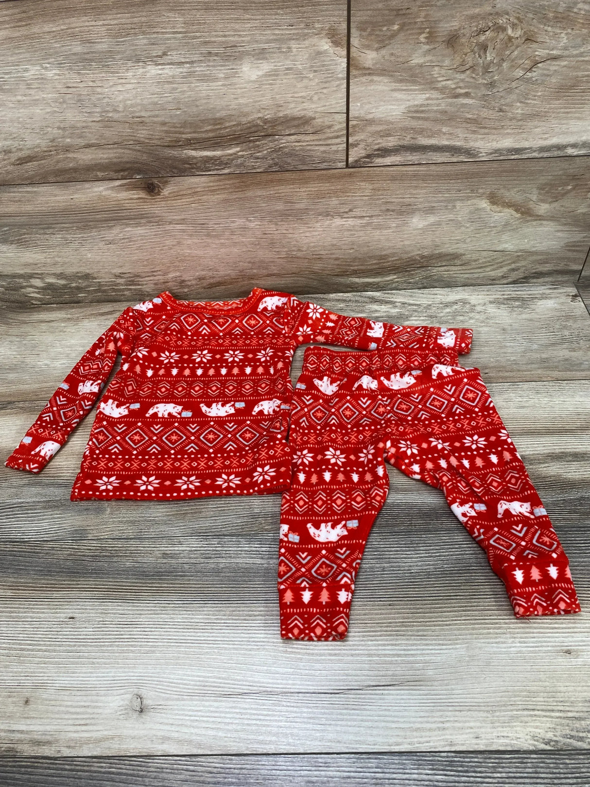 Cat & Jack 2pc Fair Isle Pajama Set Red sz 12m - Me n Mommy To Be