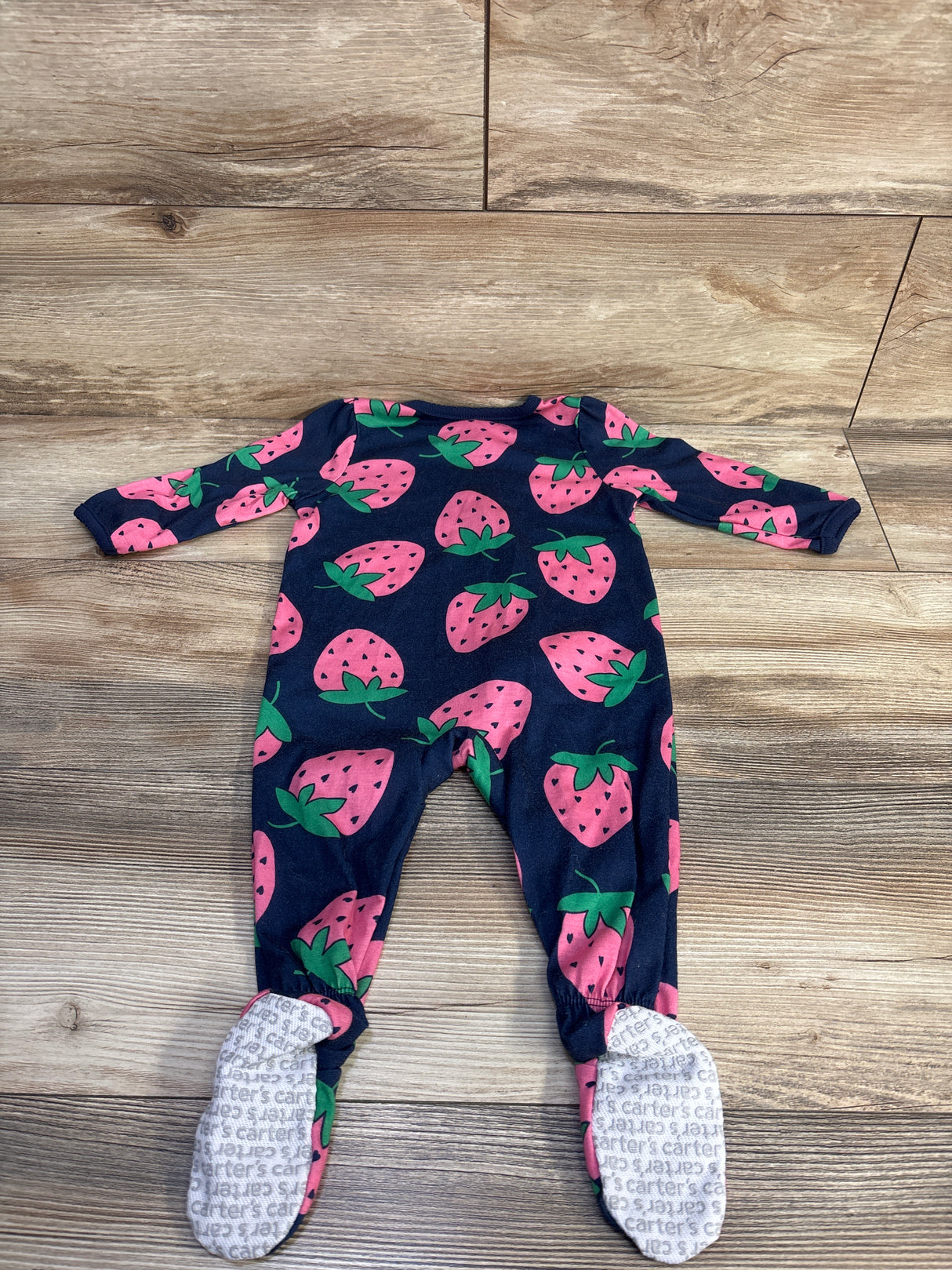 Simple Joys Strawberry Print Sleeper Navy sz 6-9m