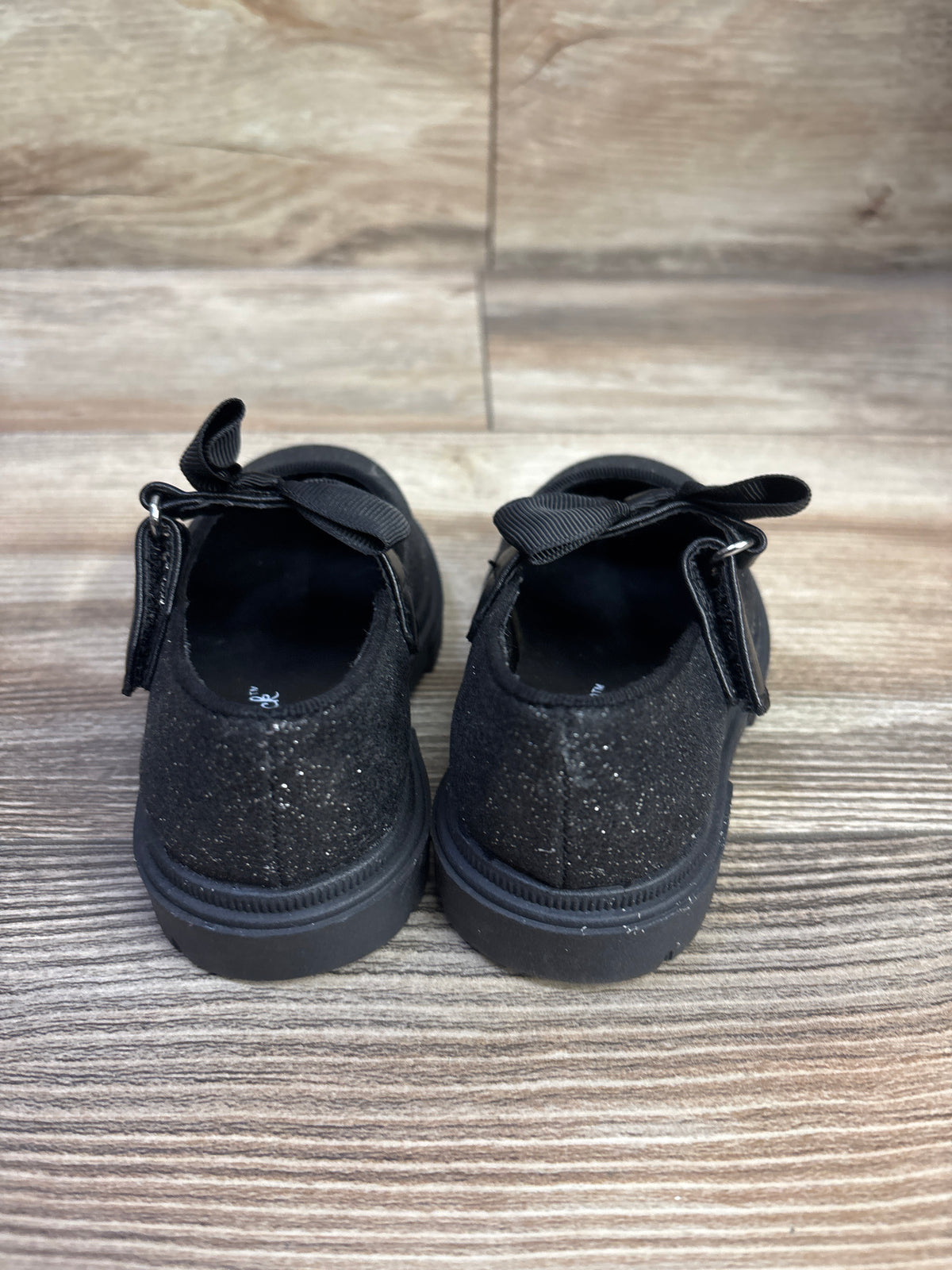 Cat & Jack Kori Lug Sole Mary Jane Flats Black Glitter sz 5c