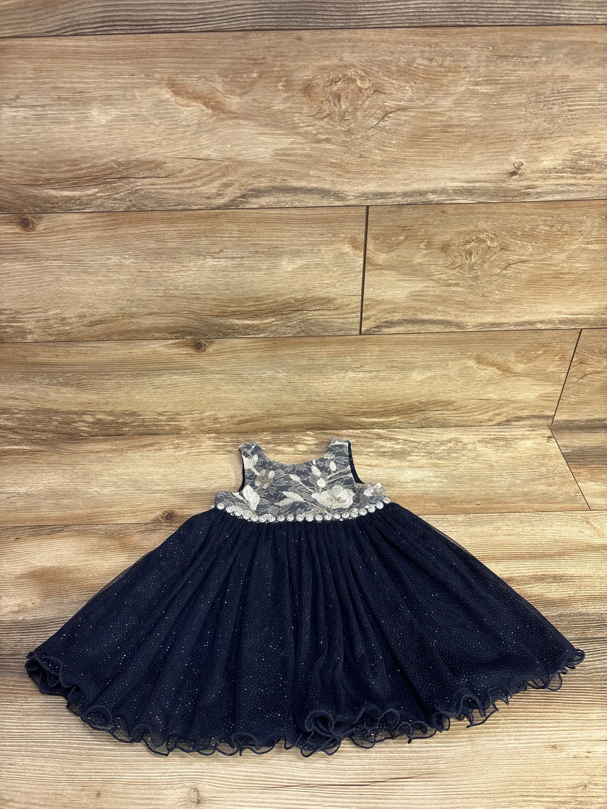 American Princess Textured Special Occasion Dress Navy sz 24m