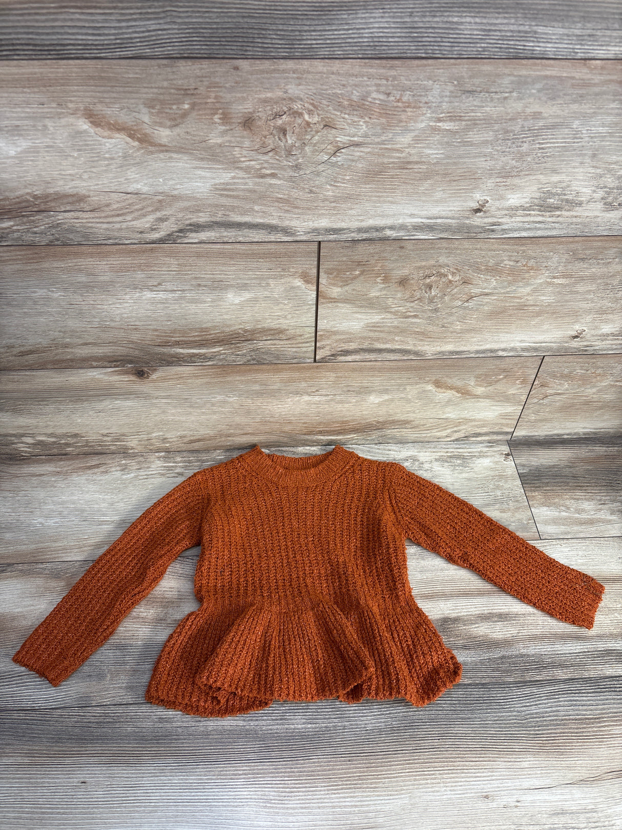 Cat & Jack Chunky Knit Peplum Sweater Rust sz 3T
