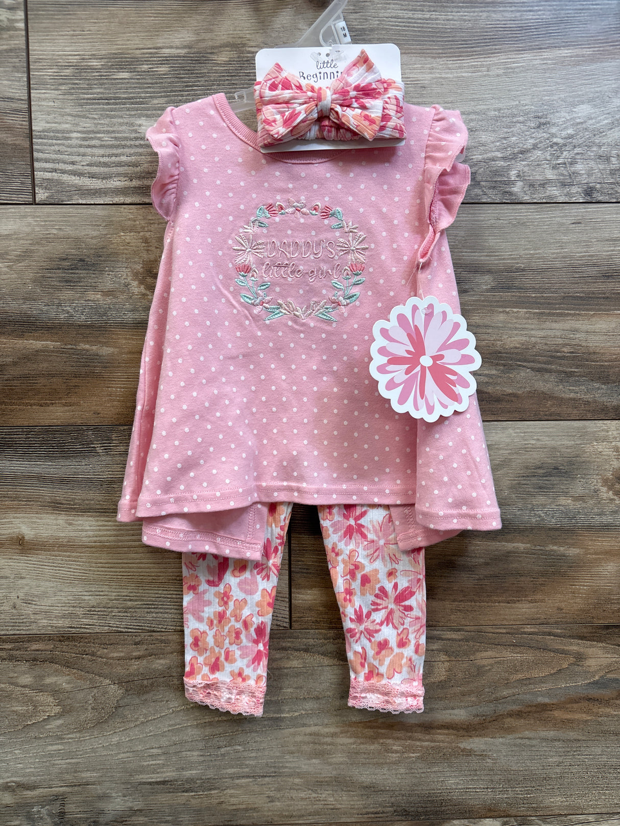 NEW Little Beginnings 3pc 'Daddy's Little Girl' Set Pink sz 18m