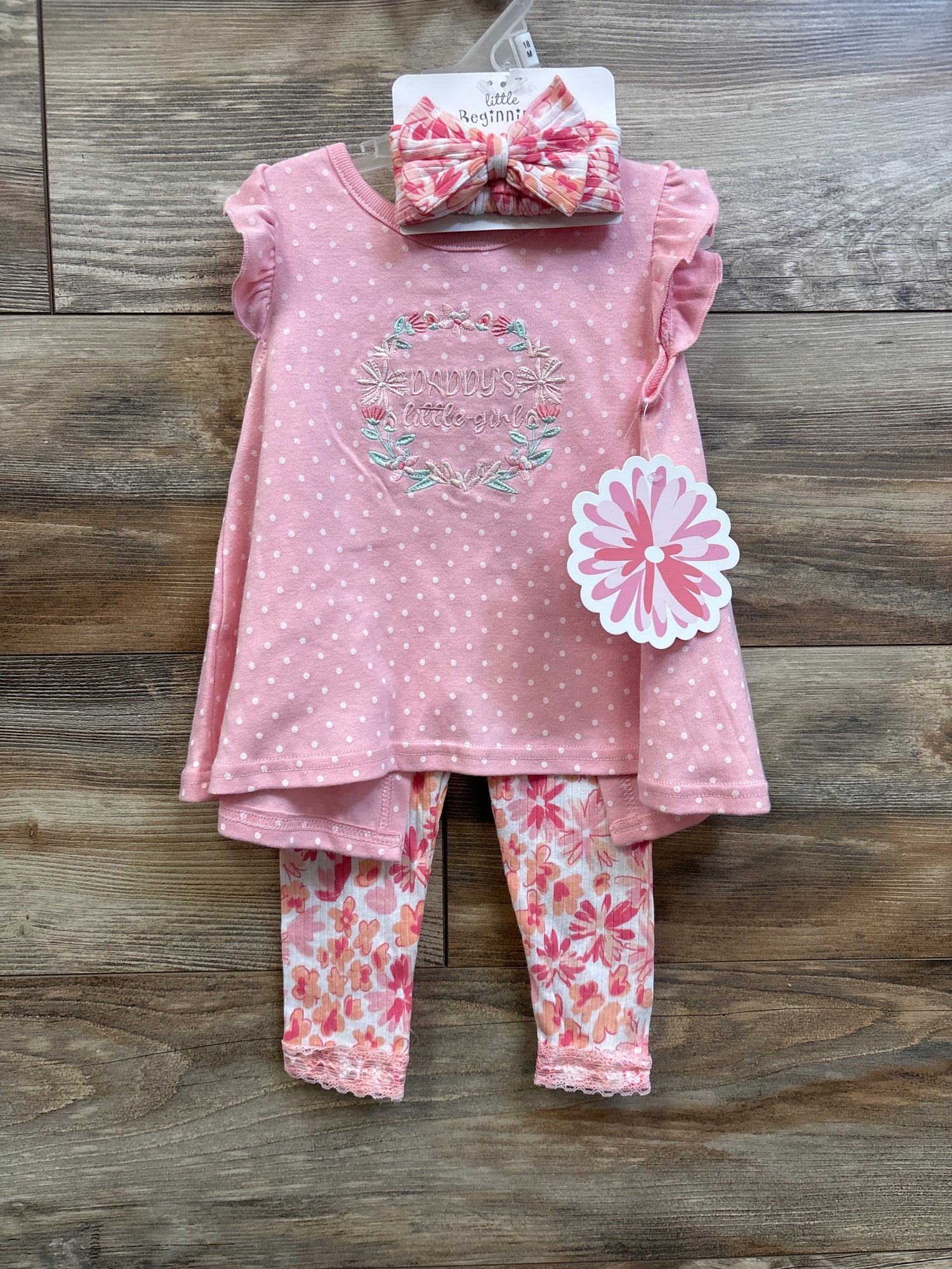 NEW Little Beginnings 3pc 'Daddy's Little Girl' Set Pink sz 18m