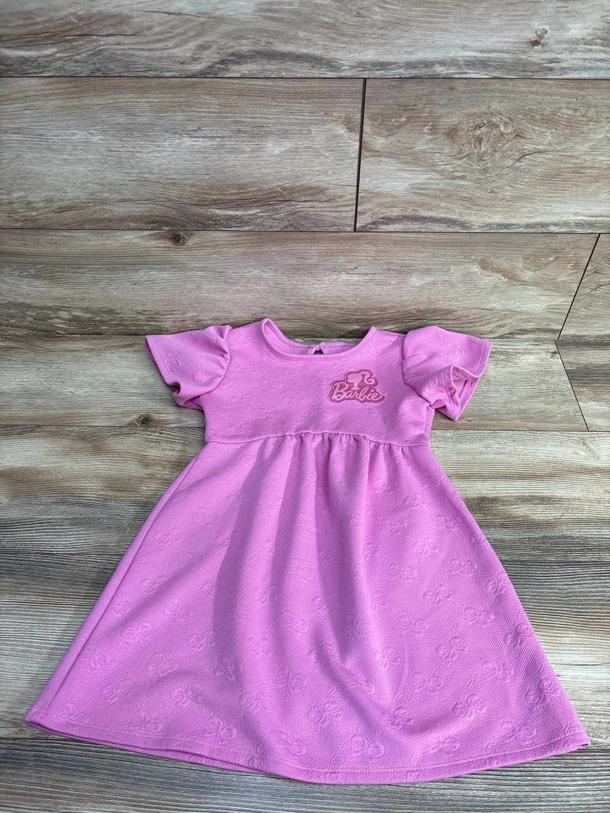 Barbie Textured Bow Dress Pink sz 5T