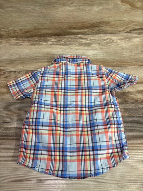 Carter's blue, orange, and white plaid button-up shirt for baby size 12m