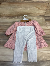 NEW Kit + Pearl 3pc Floral Dress & Bottom Set Pink sz 3-6m