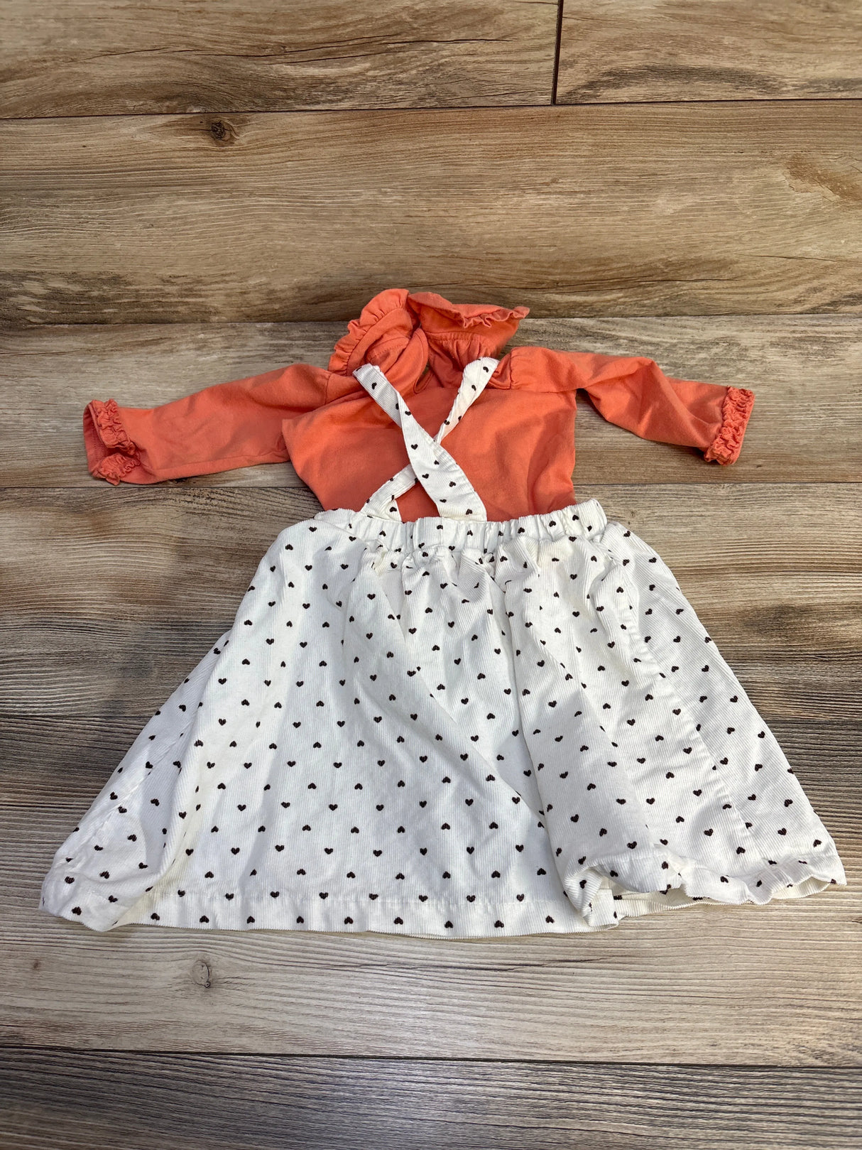 Blueberi Boulevard 2pc Ruffled Bodysuit & Sequence Heart Print Dress