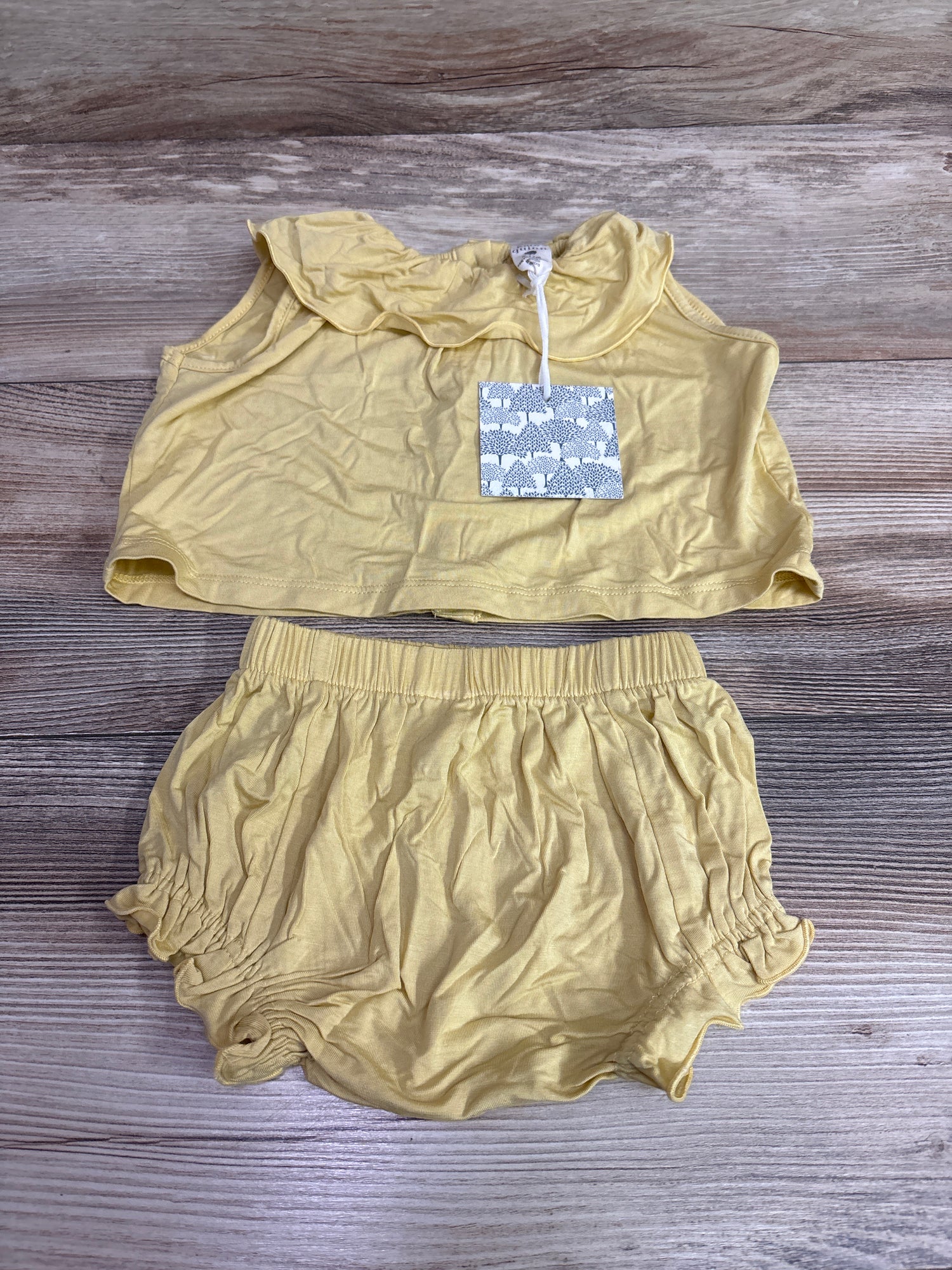 NEW Kate Quinn 2pc Bamboo Button-Front Shirt & Shorts Set Yellow sz 6-12m