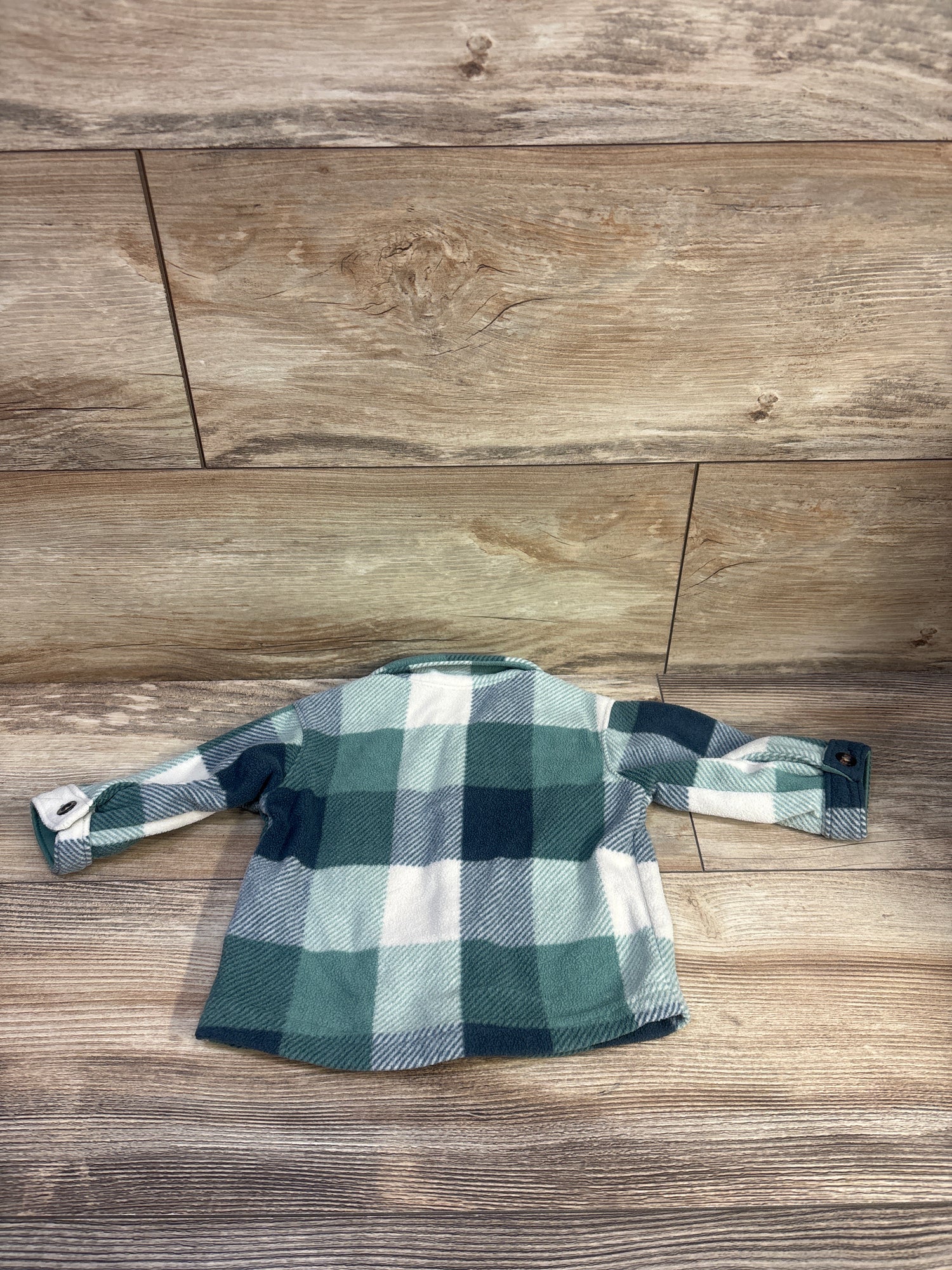 Carter's Fleece Button-Up Plaid Jacket Green sz 3m