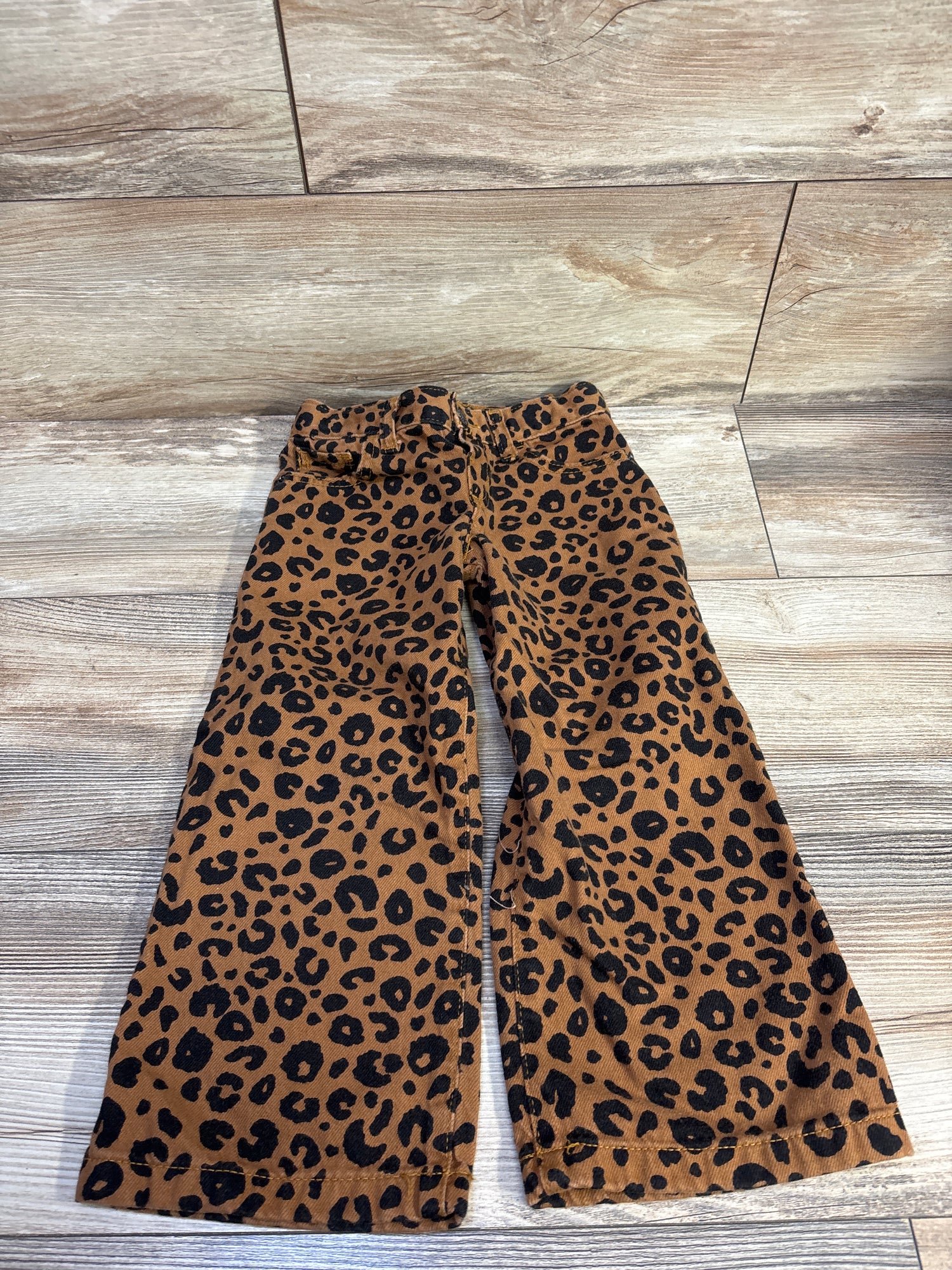 Cat & Jack Leopard Wide Leg Jeans Brown sz 4T