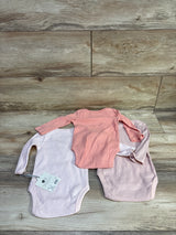NEW Cloud Island 3pk Long Sleeve Ribbed Bodysuits Pink sz 3-6m