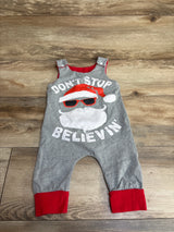 Don't Stop Believin' Santa Tank Coverall Grey sz 12-18m
