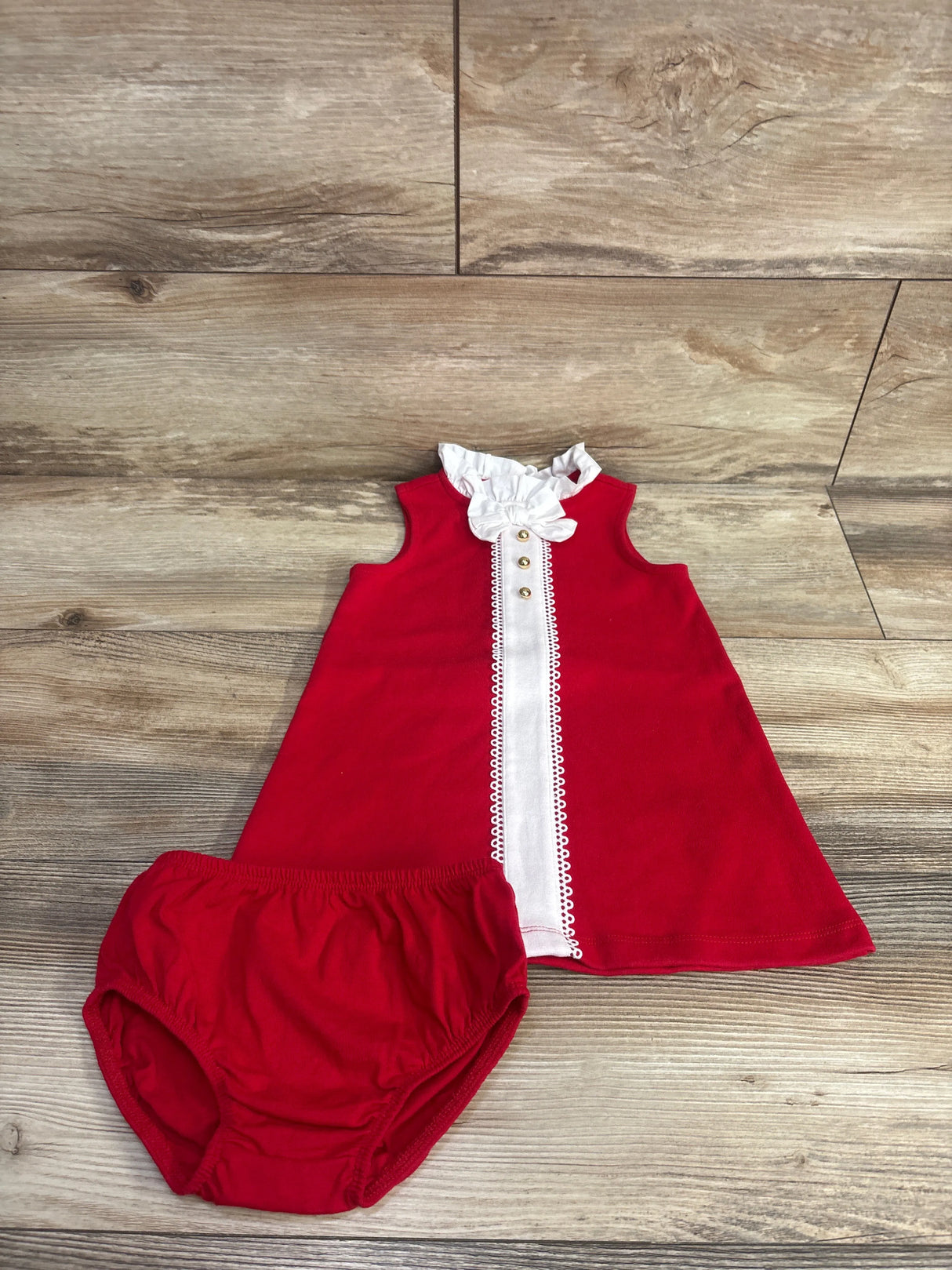 Janie & Jack 2pc The Café Dress & Bloomers in True Red sz 12-18m