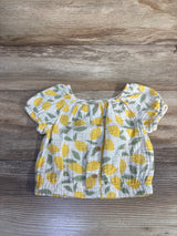 Cat & Jack Gauze Button-Front Lemon Shirt White sz 18m