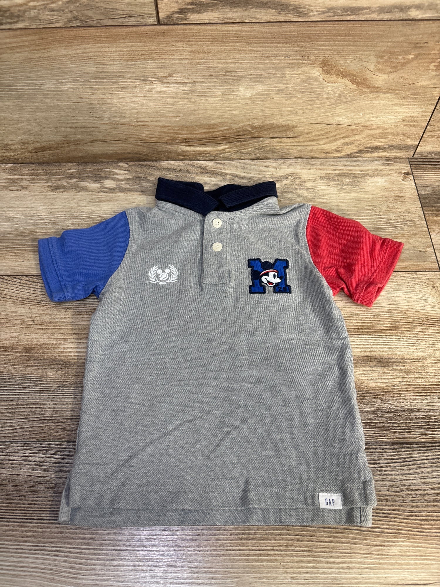 Baby Gap x Disney Mickey Mouse Pique Polo Shirt Grey sz 2T