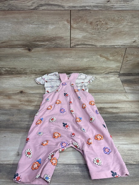 Boxlunch pink floral infant overalls and t-shirt set with Disney Minnie and Daisy patterns.