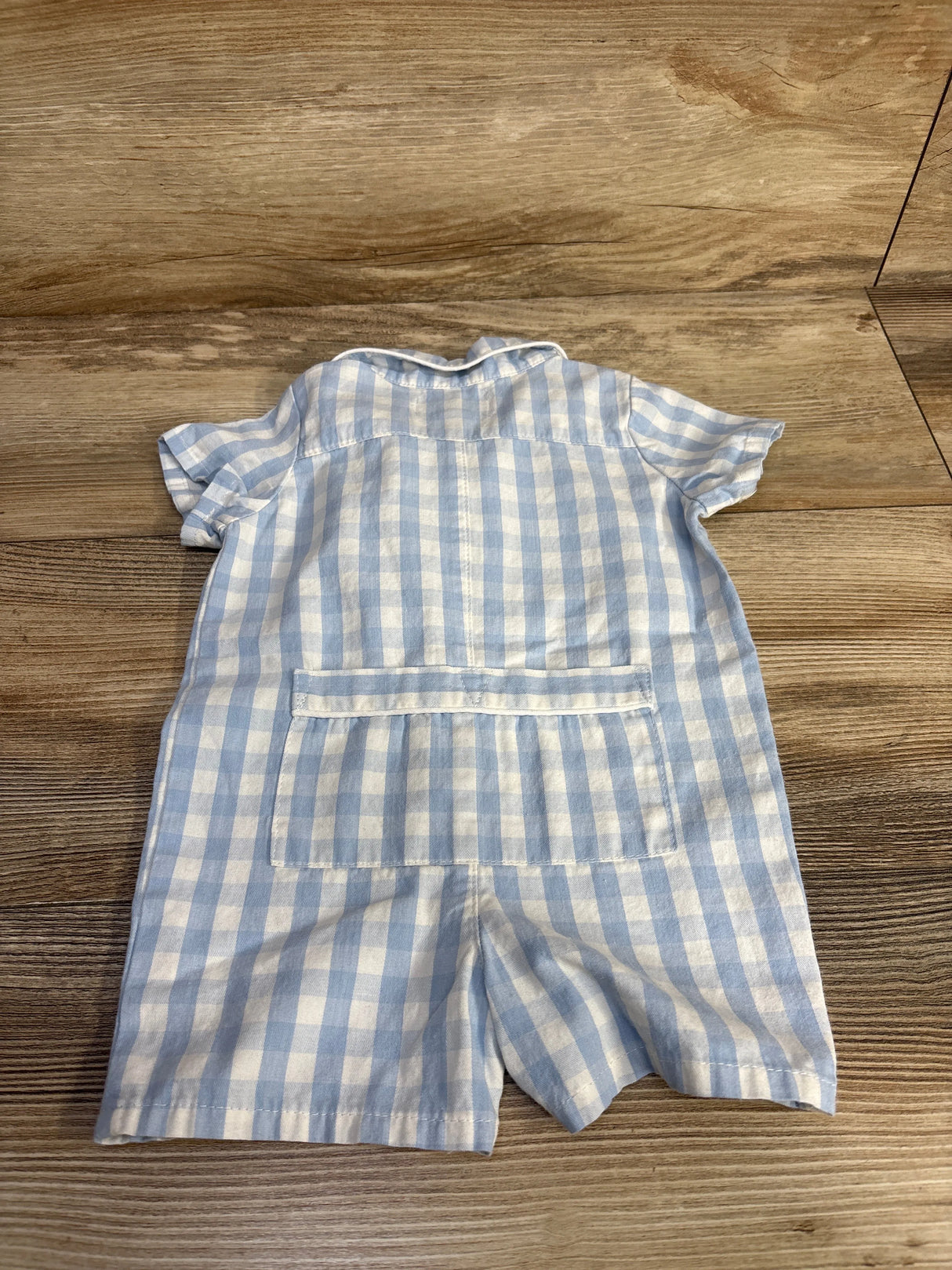 Petite Plume Twill Summer Romper in Light Blue Gingham sz 0-3m - Me n Mommy To Be
