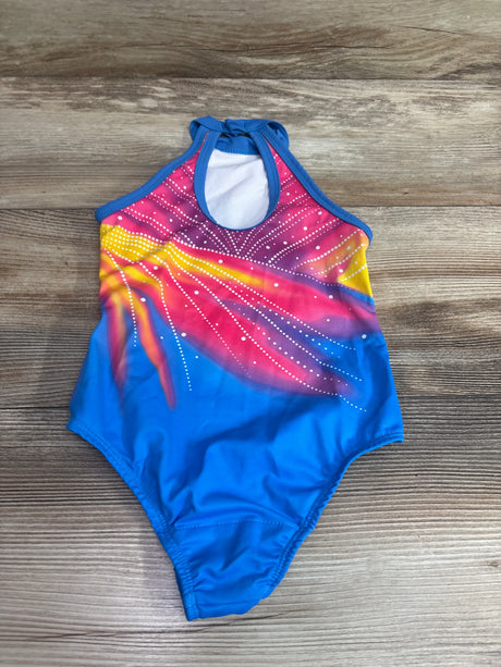 Shein blue sleeveless leotard for kids size 4T with colorful rhinestone starburst design