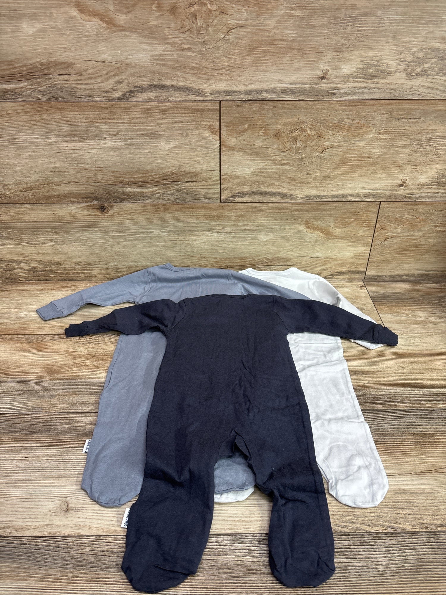 NEW Gerber 3pk Tonal Sleep N' Play Sleepers Blue sz 3-6m