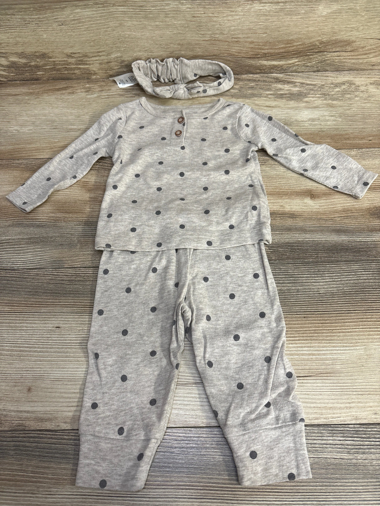 Just One You 3pc Polka Dot Henley Shirt Taupe sz 6m