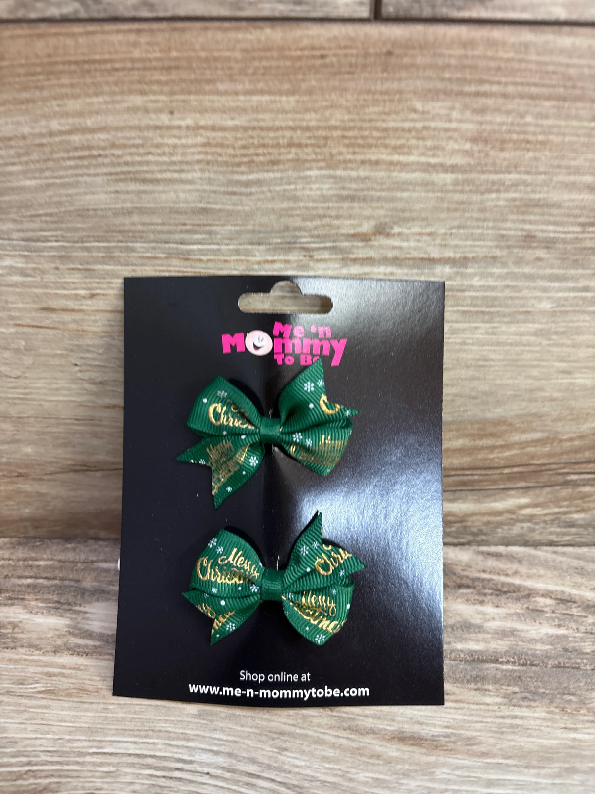 NEW Merry Christmas Hair Bows Green 2pk