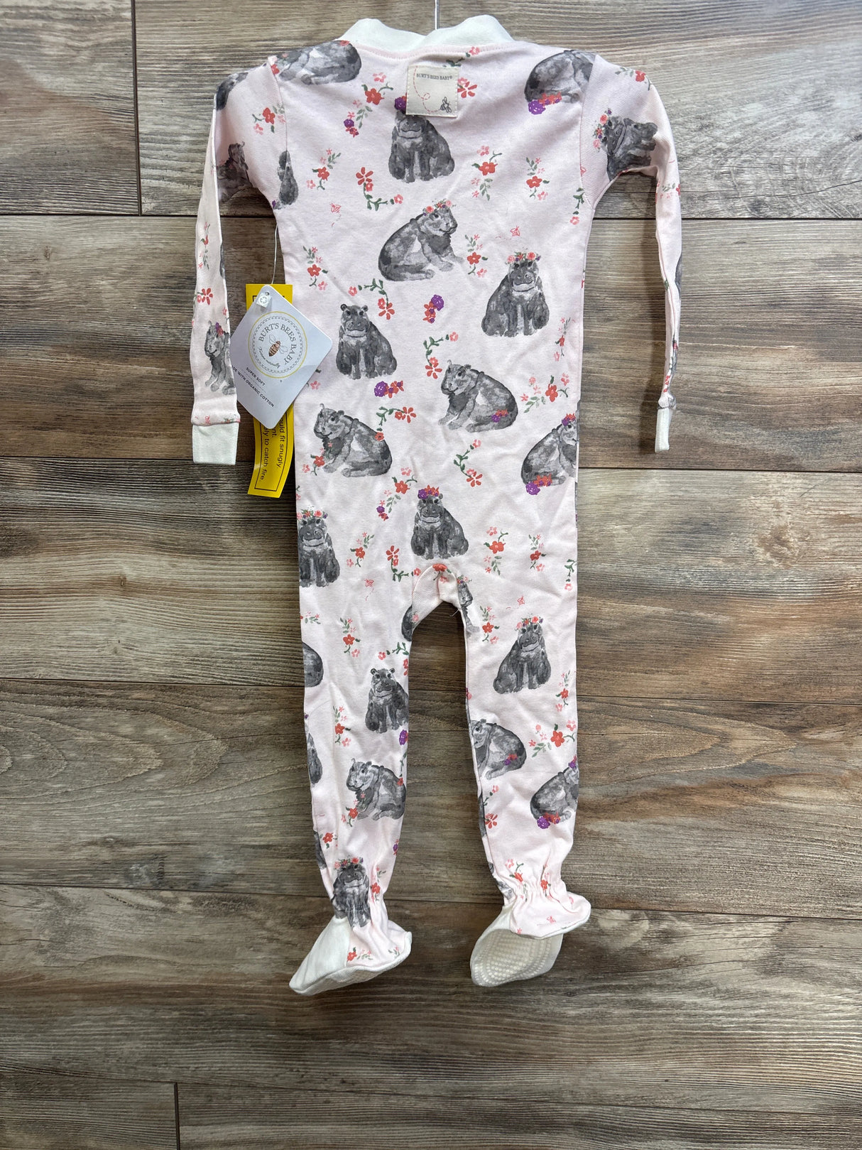 NEW Burt's Bees Baby Hippo Sleeper Pink sz 18m