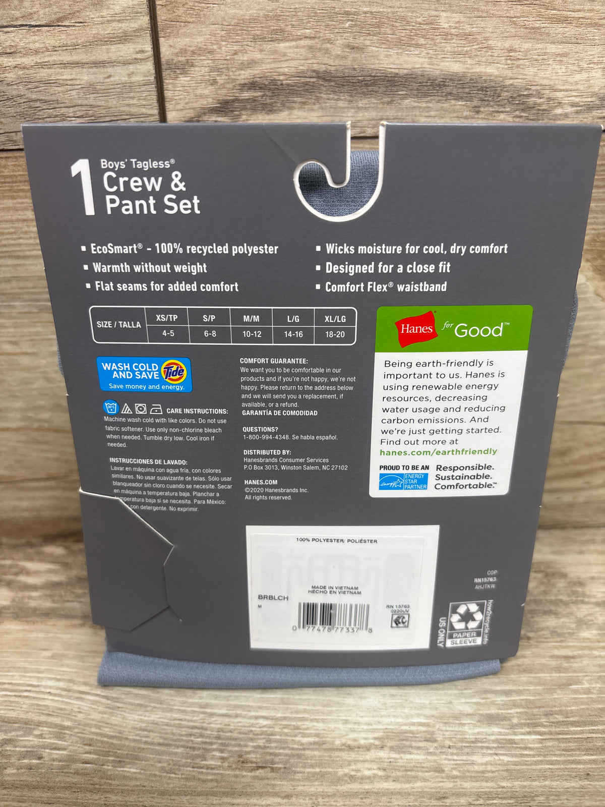 NEW Hanes 2pc Tagless Crew & Pant Set Grey sz M (10-12)