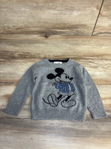 Gray kids sweater with Mickey Mouse graphic, cozy knit long sleeve for children
