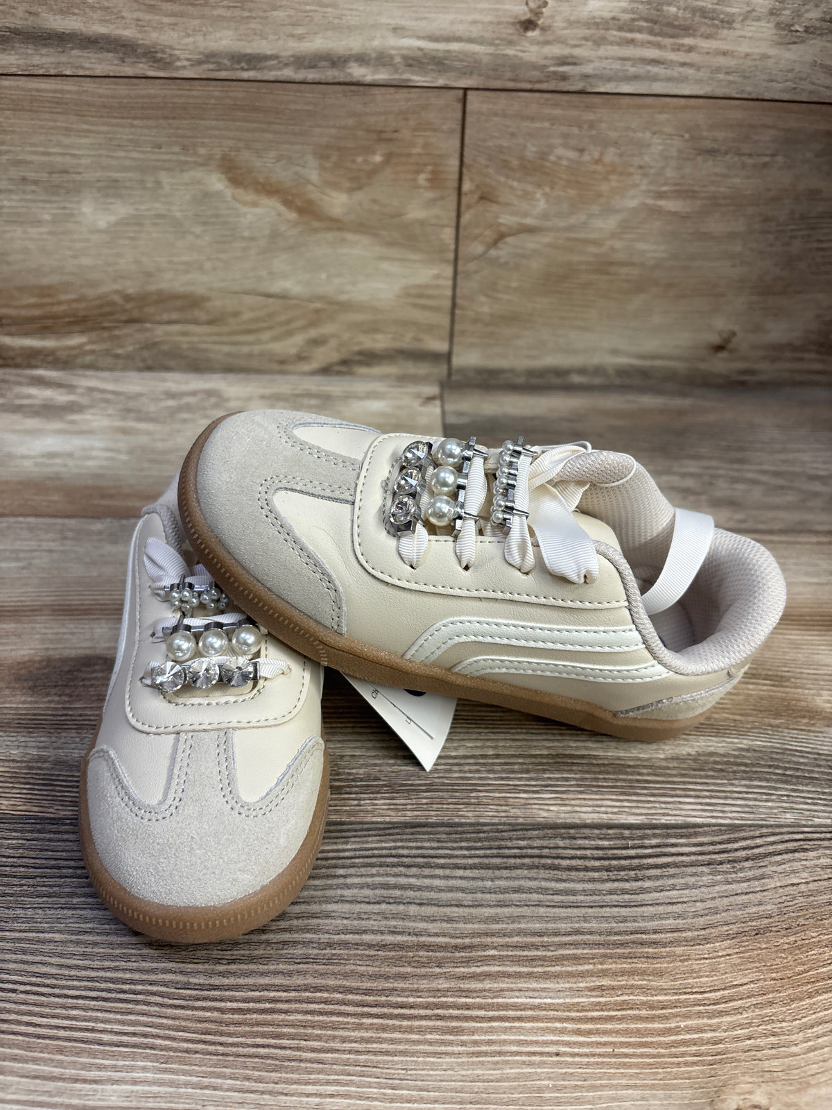 NEW Cat & Jack Embellished Boston Sneakers in Beige sz 13c
