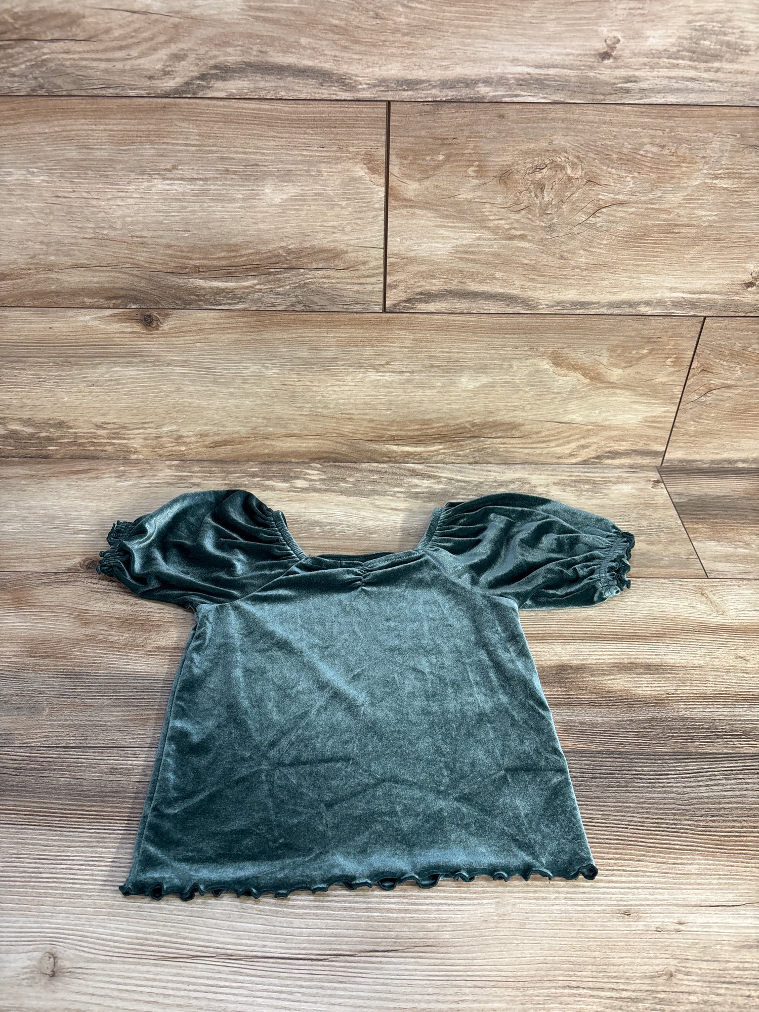 Old Navy Velvet Puff Sleeve Top Green sz 5T