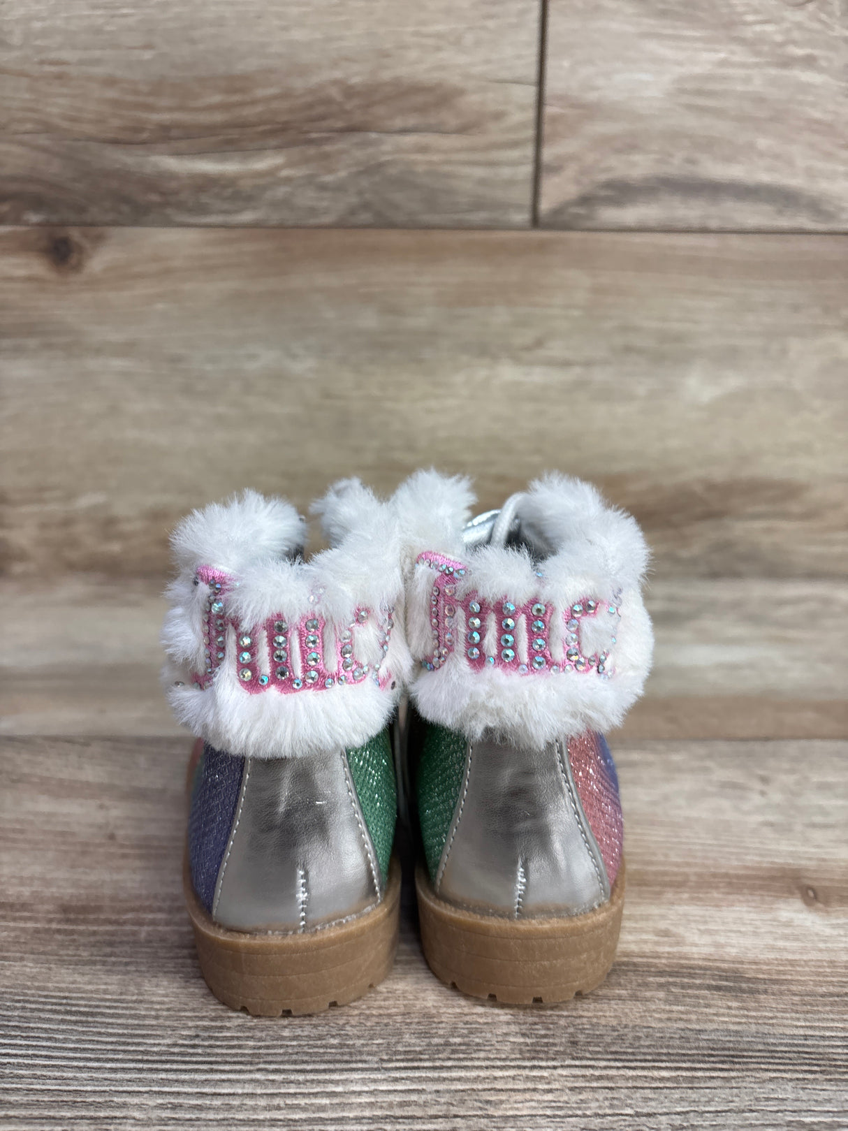 NEW Juicy Couture Sierra Vista Metallic Boots Rainbow sz 6c
