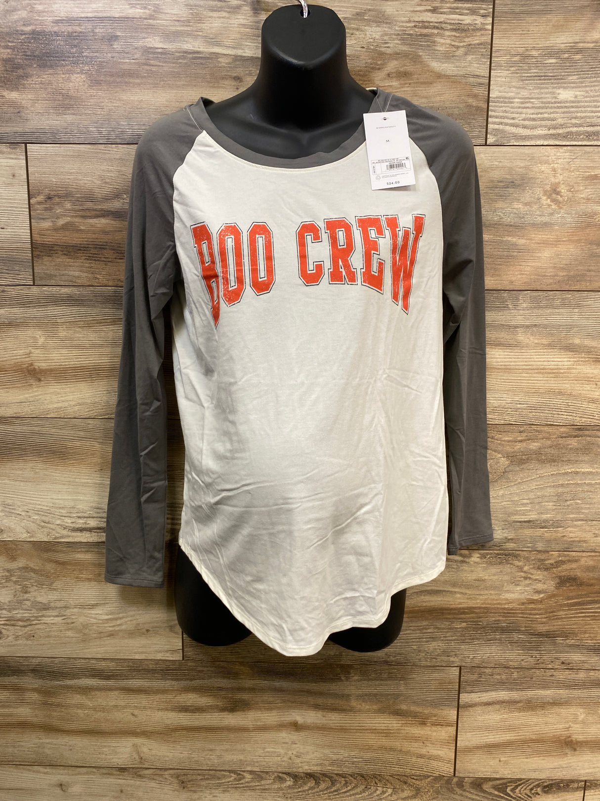 NEW Isabel Maternity Boo Crew Raglan Shirt Grey sz Medium