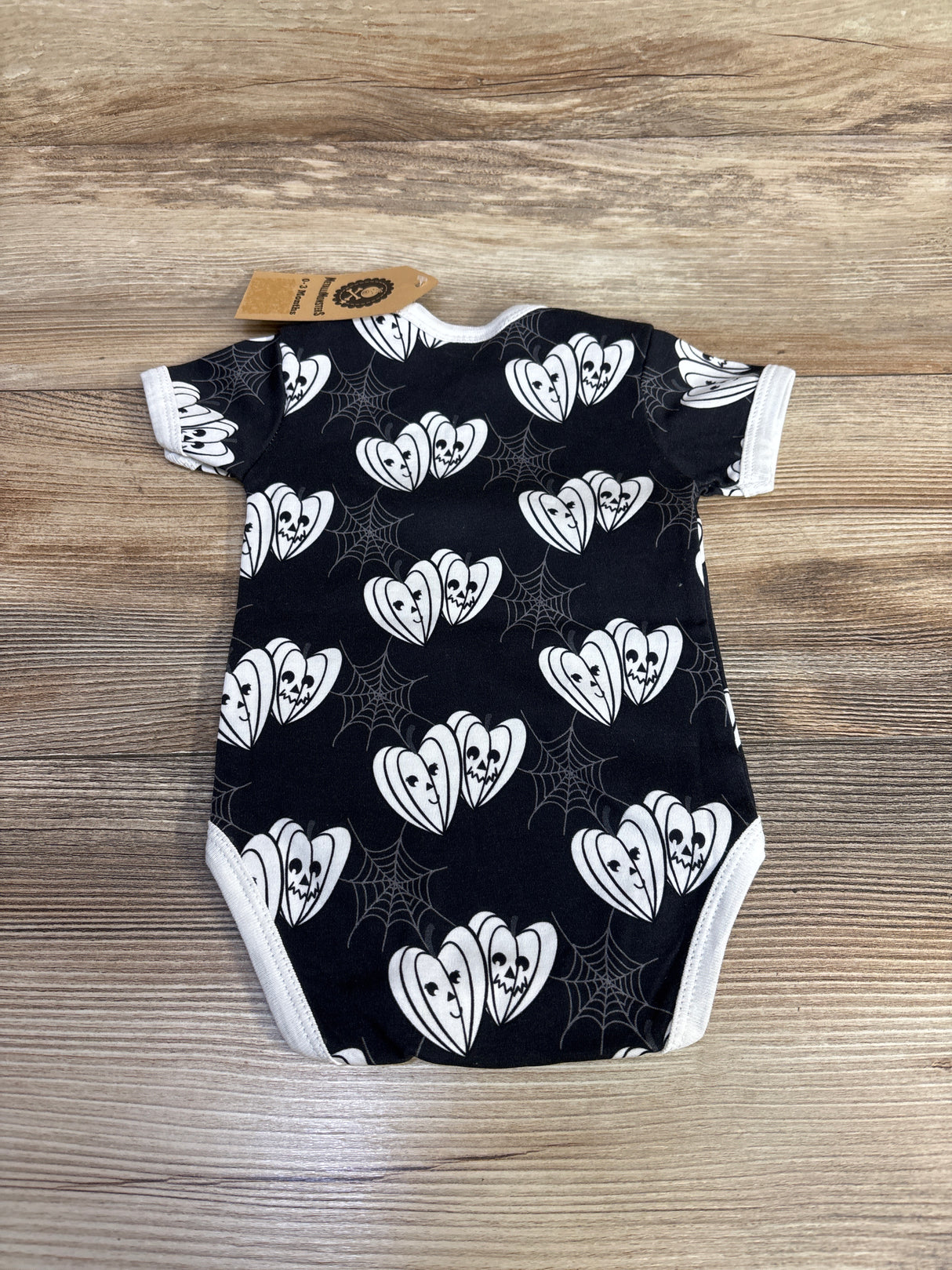 NEW Metalli Monster Heart Pumpkin Bodysuit Black sz 0-3m