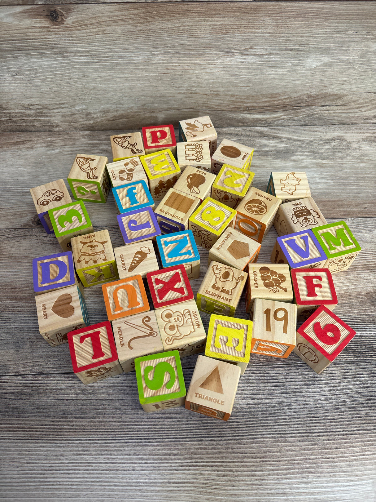 Wooden Alphabet Number Blocks 40pk