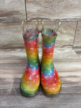 Western Chief Kids Light-Up Rain Boots Rainbow Hearts sz 10c