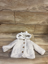 Carter's Sherpa Lined Knit Hooded Button-Up Cardigan Beige sz 12m