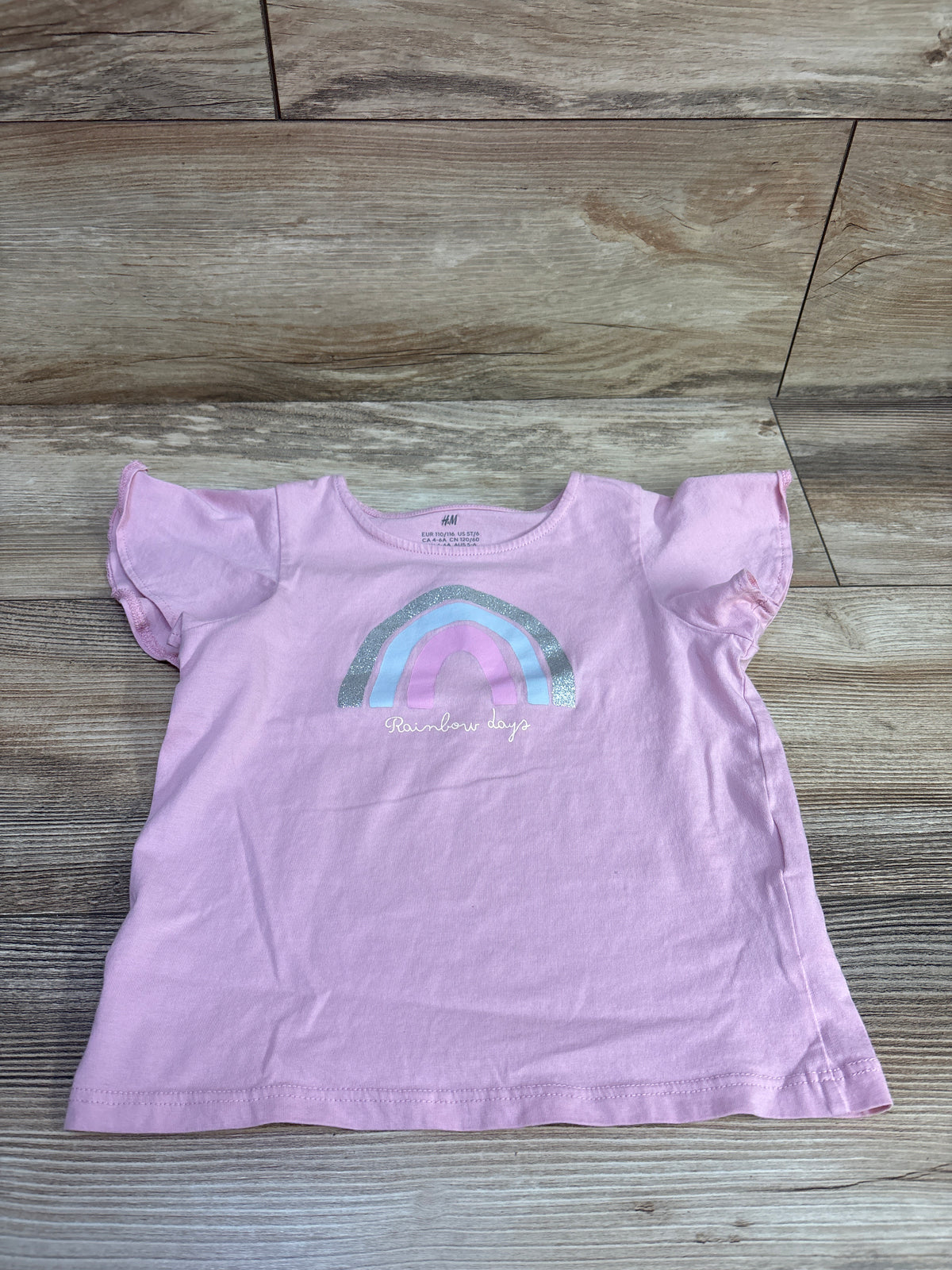 H&M Flutter Sleeve Shirt Pink sz 5/6T