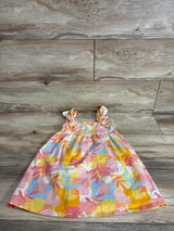 Cynthia Rowley Cinched Ruffle Strap Dress Abstract Floral Orange sz 4T