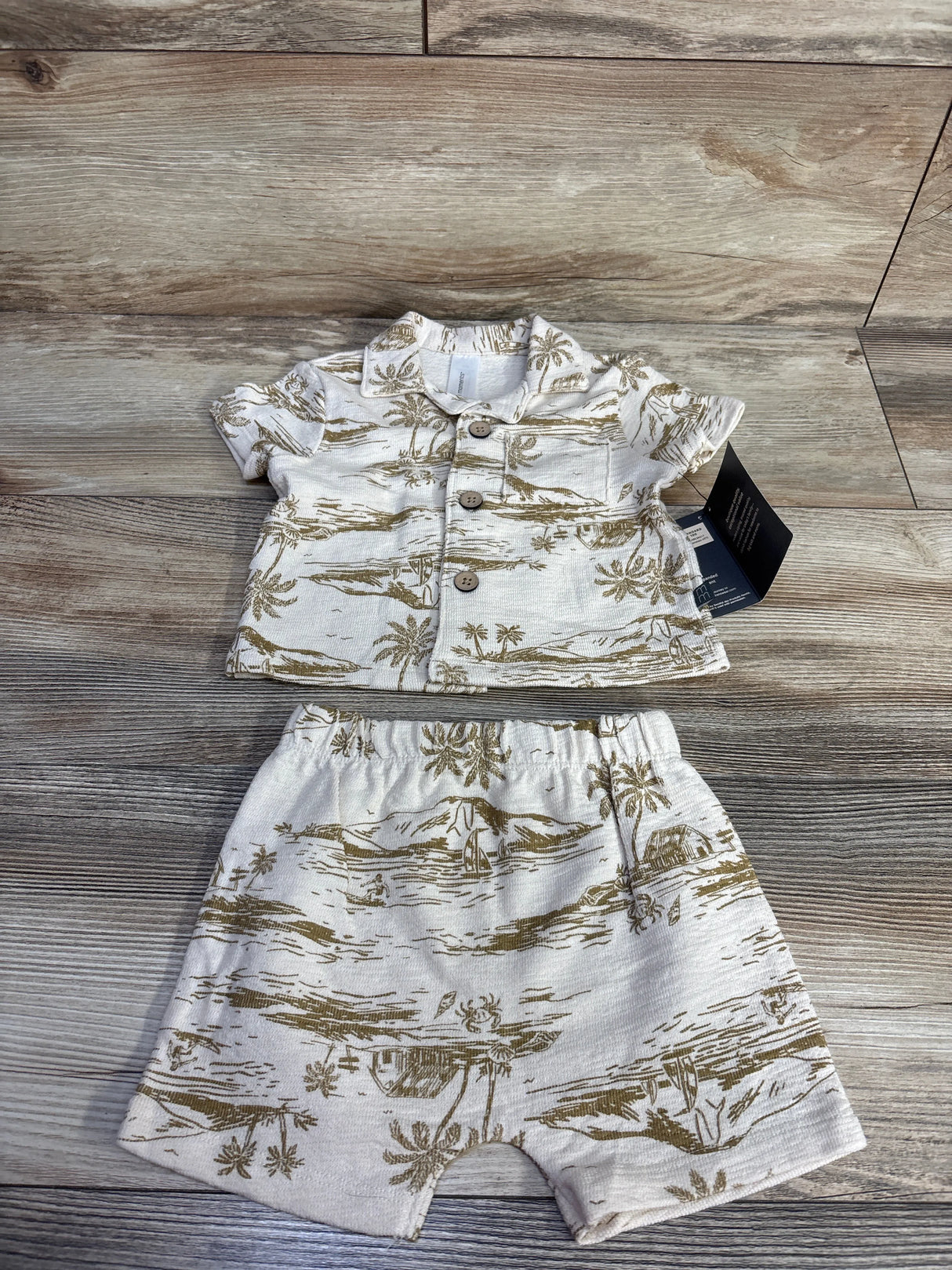 NEW Modern Moments 2Pc Button Down Shirt & Short Set in Kelp sz 6-9m