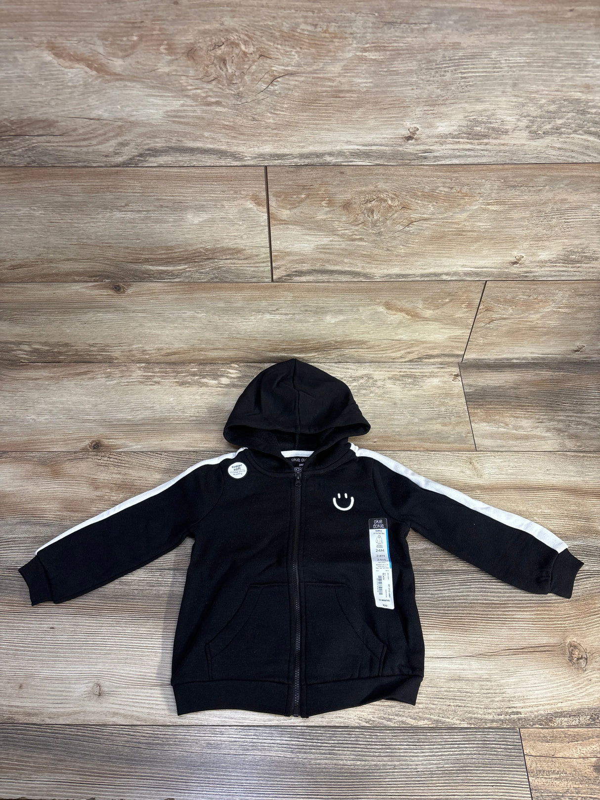 NEW Okie Dokie Full-Zip Hoodie Black sz 24m